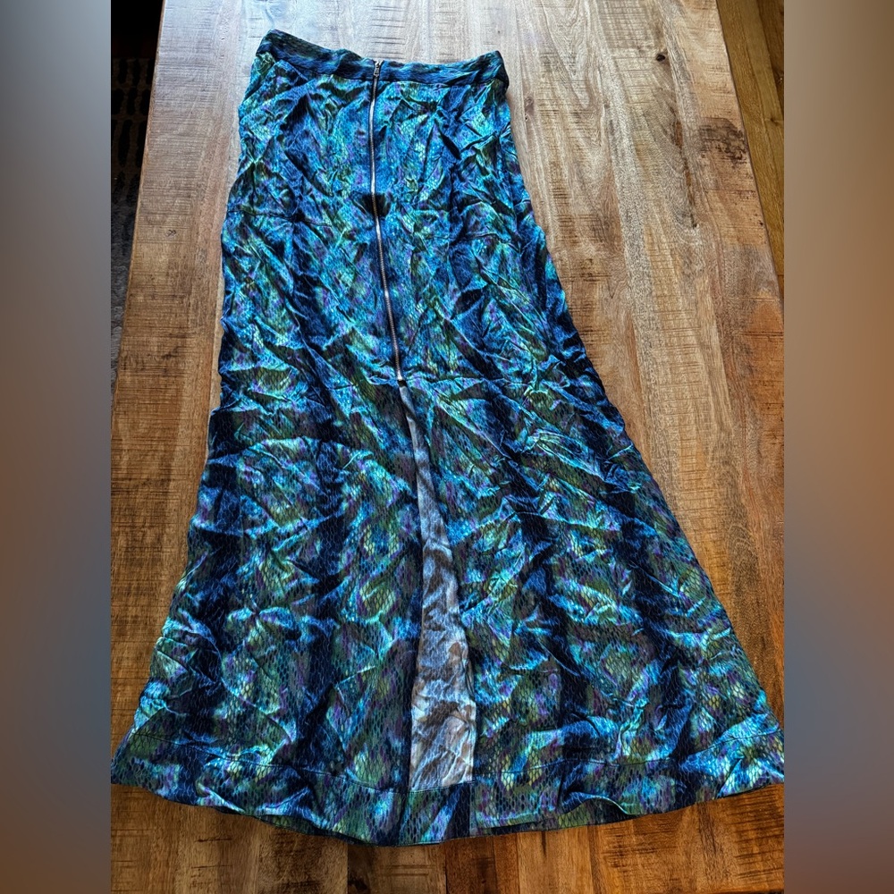 Ramy Brook blue green mermaid maxi high low maxi skirt set crop top NWT - Picture 11 of 11